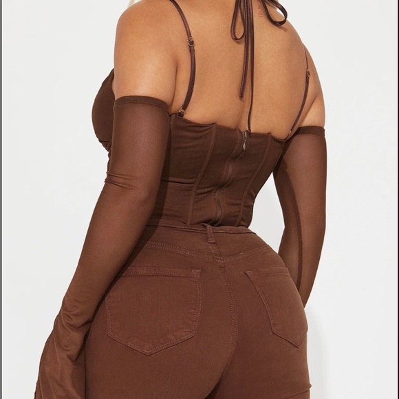Fashion Nova, mesh corset, chocolate, small - Picture 2 of 6